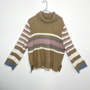 A Beautiful Soul plus size 18 20 taupe sweater turtleneck stripe mauve soft